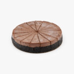 A Single 10" Round Chocolate 16 Cut Cheesecake individually sectioned on a light grey background