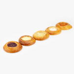 A selection of 5 Jumbo Round Assorted Breakfast Danish, Cherry, Custard, Apple, Cheese and Apricot