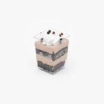 A Single Regular Chocolate Dessert Parfait Cup on a light grey background