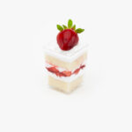 Regular Fresh Strawberry Shortcake Dessert Parfait on a light grey background