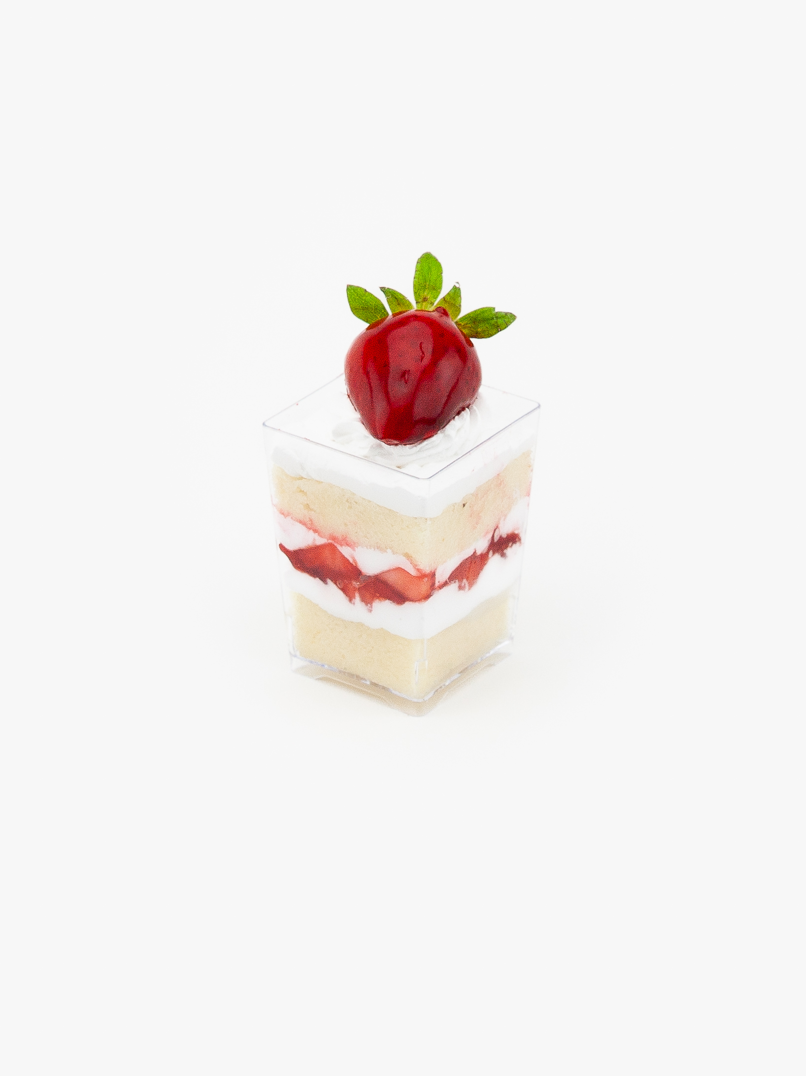 Regular Fresh Strawberry Shortcake Dessert Parfait on a light grey background