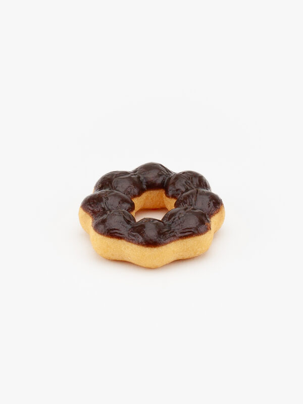 A single regular chocolate mochi donut