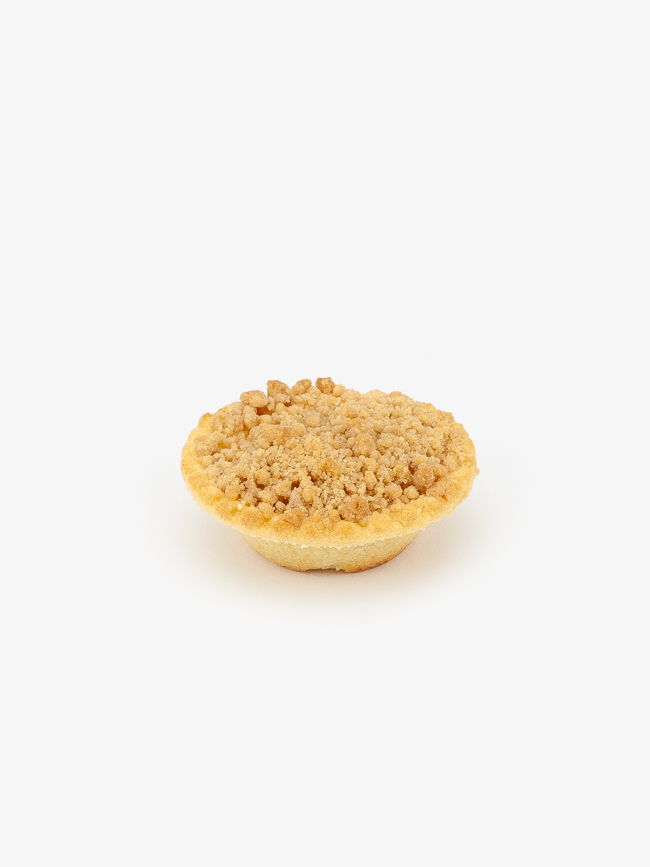 Mini Baked Apple Crumble Pie on a light grey background