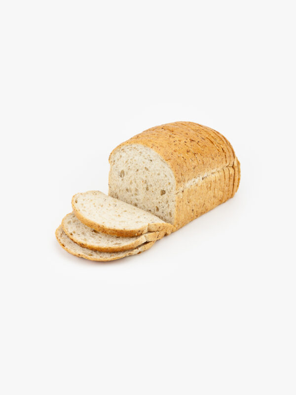 Loaf of 24 oz. Multigrain Deli bread 1/2" sliced open face